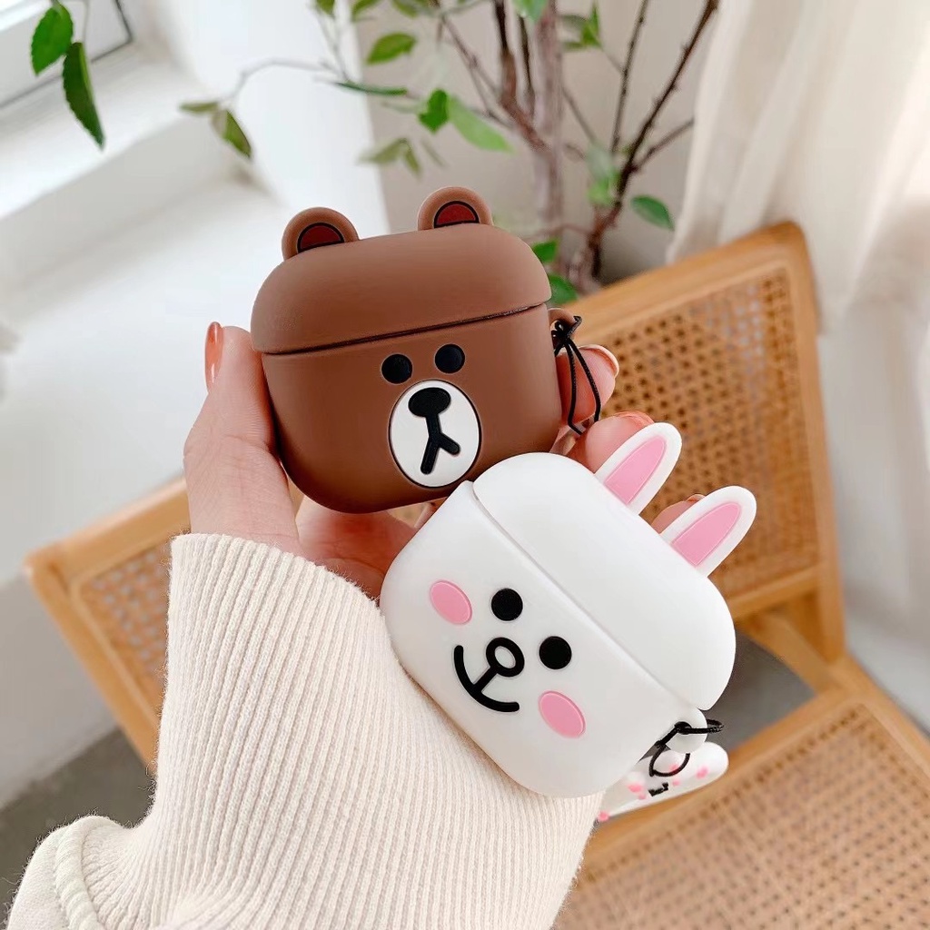 Vỏ TPU Bảo Vệ Hộp Sạc Tai Nghe compatible AirPods3 compatible AirPods3 Pro New 2021 Họa Tiết Gấu Pooh Minnie