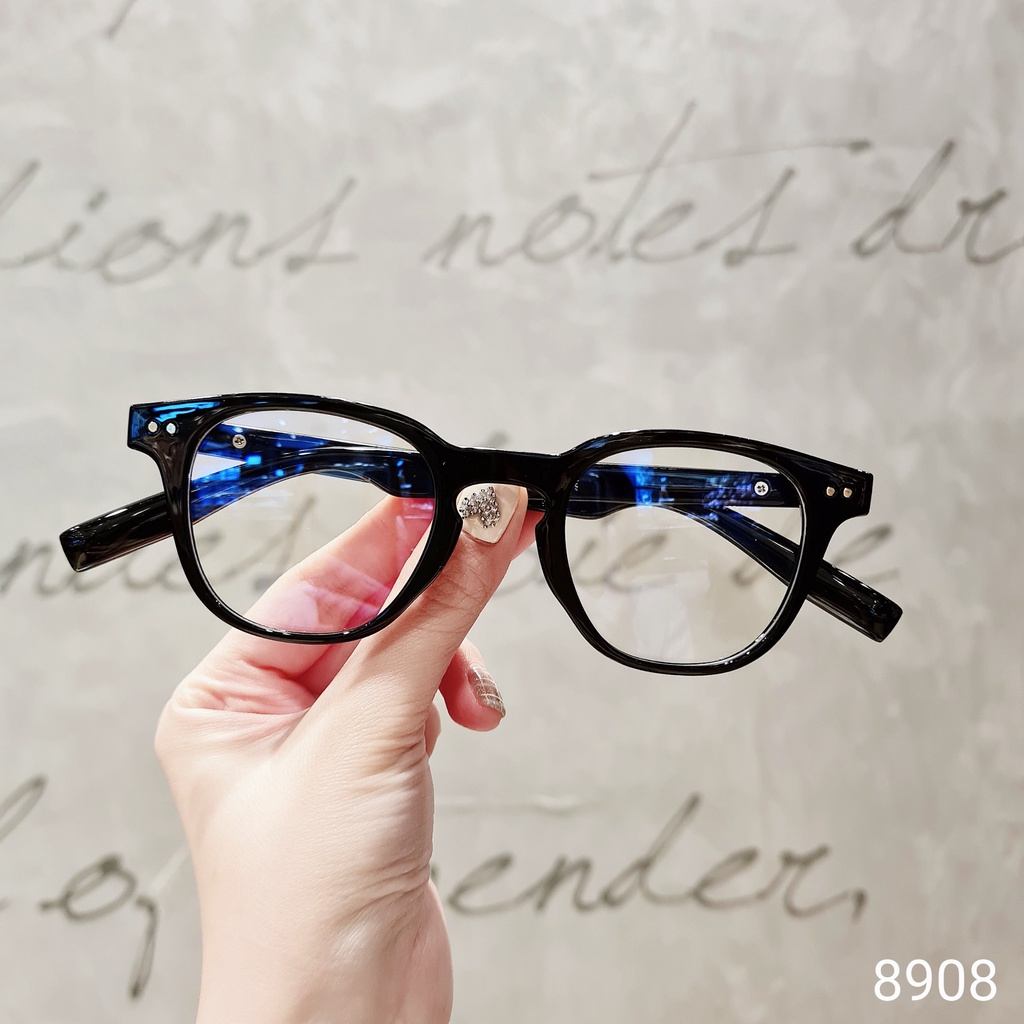 Gọng kính cận vuông nam nữ LILYEYEWEAR chất liệu nhựa dày dặn mắt giả cận chống ánh sáng xanh 8908