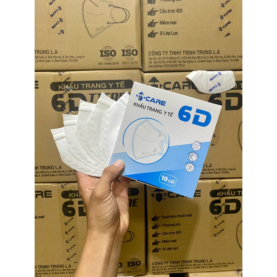 Khẩu trang y tế 6D 4 lớp ôm vừa mặt, siêu mềm mại