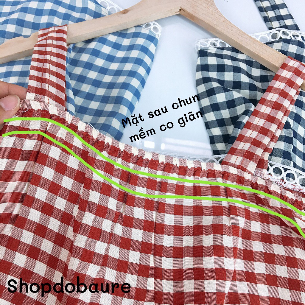 Váy bầu 2 dây kẻ viền ren xích Xuân Hè Thu - 𝐕𝟓𝟎