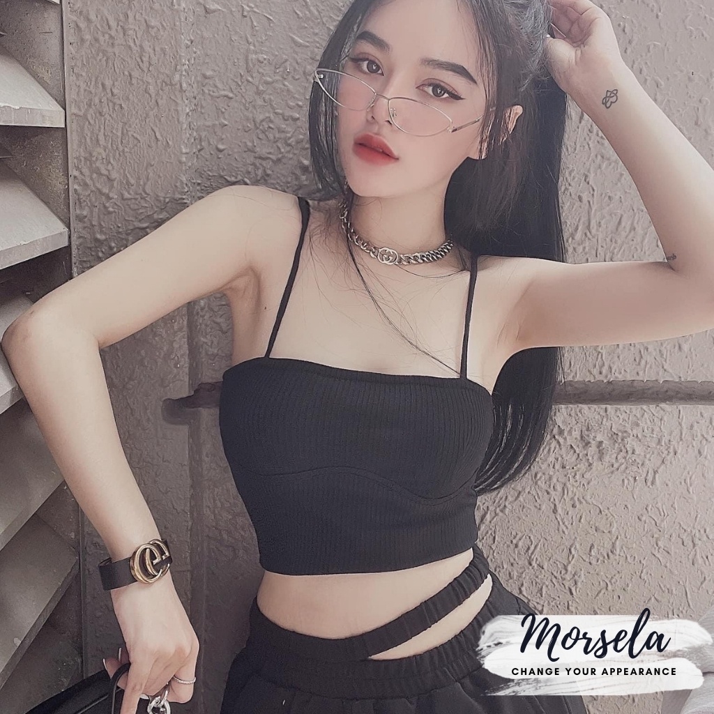 Áo 2 dây croptop có mút ngực form ôm gợi cảm dành cho nữ - Morsela