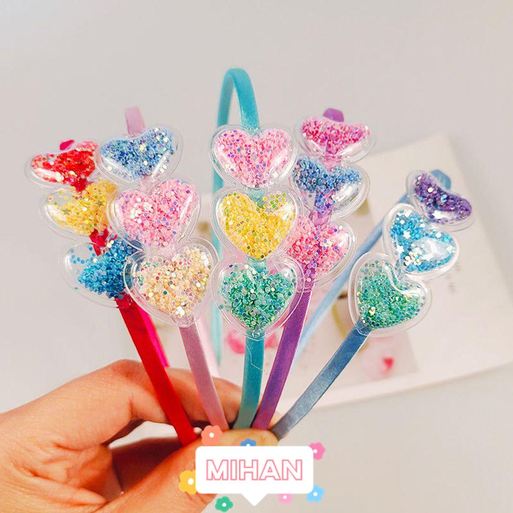 MIHAN1 Colorful Girls Headband Beauty Accessory Children Kids Heart Hairband Hair Accessories New Fashion Headwear Sweet Headdress Sequins Hair Hoop
