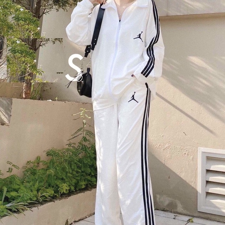 Set 3 Sọc Bóng Rổ  Nữ 🌸 Bộ đồ thể thao thu đông sporty năng động màu ĐEN | TRẮNG | XÁM Ulzzang