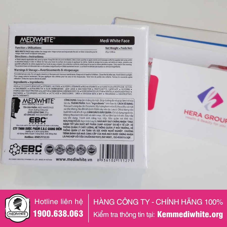 Kem Trắng Da Medi White Chính Hãng - Medi White Face - Kem Dưỡng Trắng Da Chống Lão Hóa Mờ Thâm Medi White