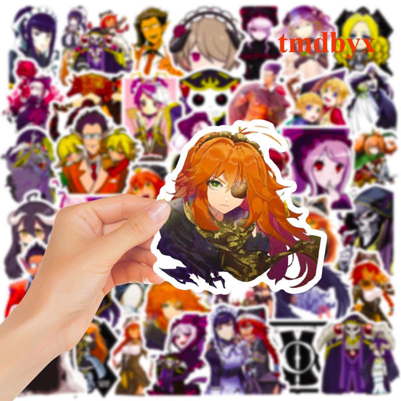 Set 50 Miếng Dán Trang Trí Laptop Chống Thấm Nước Họa Tiết Anime Overlord