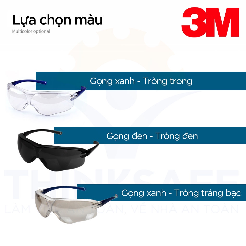 Kính bảo hộ 3M Thinksafe, Kính trắng chống bụi, chống tia UV, Mắt kiếng ôm khuôn mặt, trong suốt, bảo vệ mắt - V34