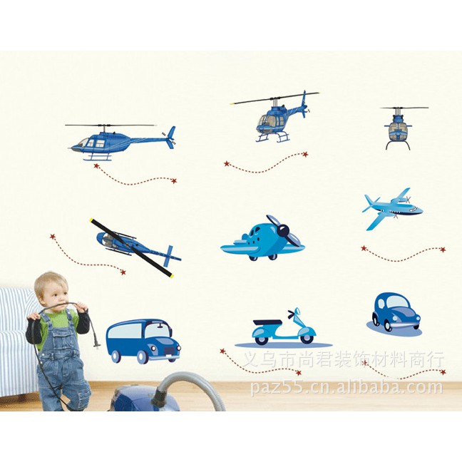 Decal trang trí tường Phương Tiện Giao Thông Xanh