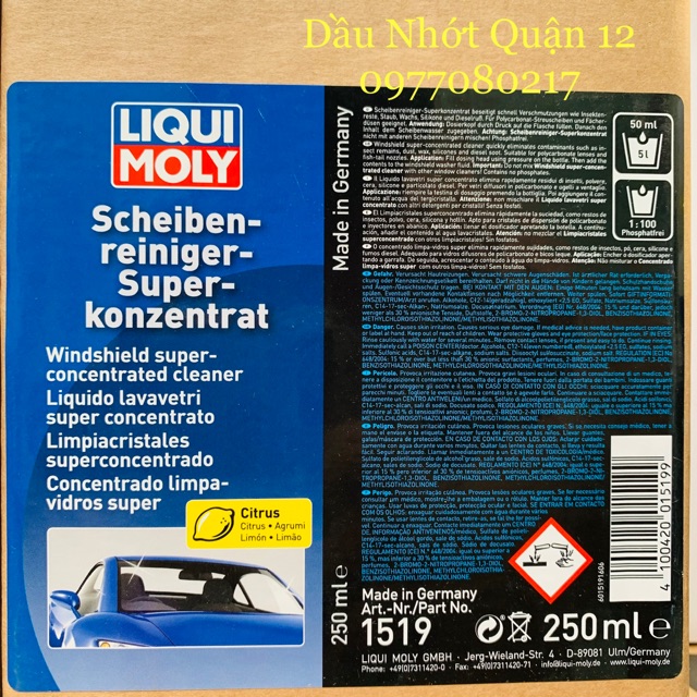 Nước Rửa Kính Xe Hơi Hương Chanh Liqui Moly 1:100 - 1519 Made in Germany