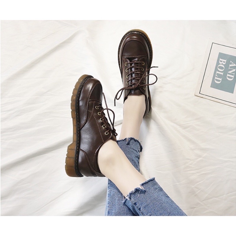 Giày oxford 2 kiểu dây giày có mũi giày quốc dân giống con.vesres kiểu retro