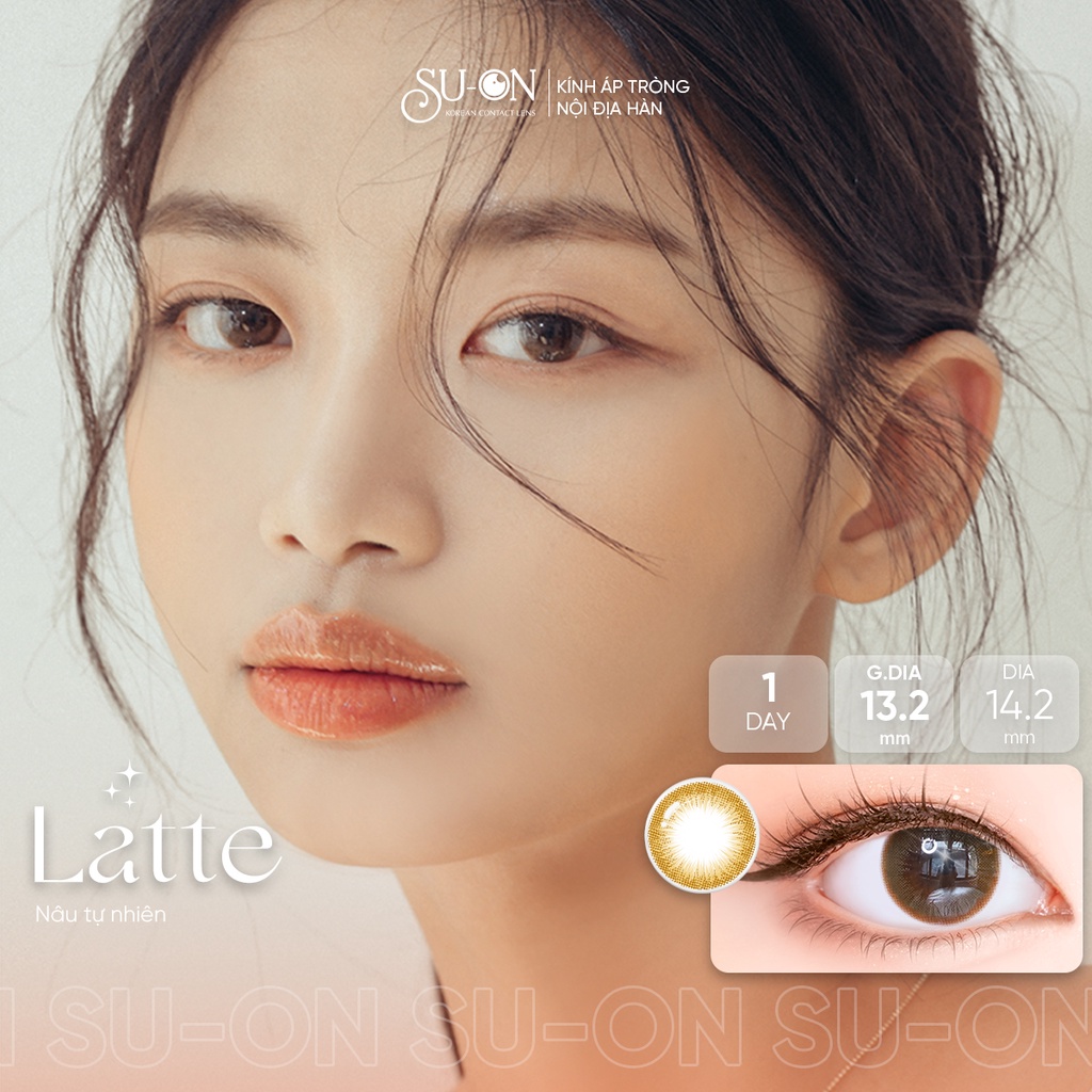 Lens 1 ngày Ann365 LATTE BROWN áp tròng 14,2mm, nâu trà sữa tự nhiên, siêu êm đeo 24h