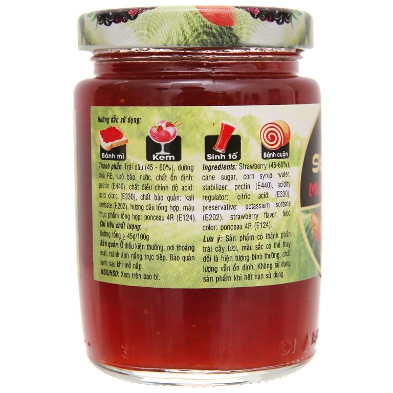 Mứt Dâu Strawberry Preserves GOLDEN FARM 210G - ăn kèm kem, sinh tố, bánh mì, sandwich, trà nóng