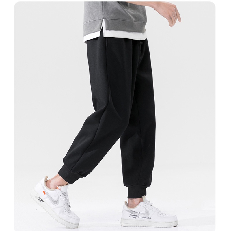 Quần ống rộng lót nhung dày màu sắc đơn giản thoải mái thời trang mùa đông size M-5XL cho nam