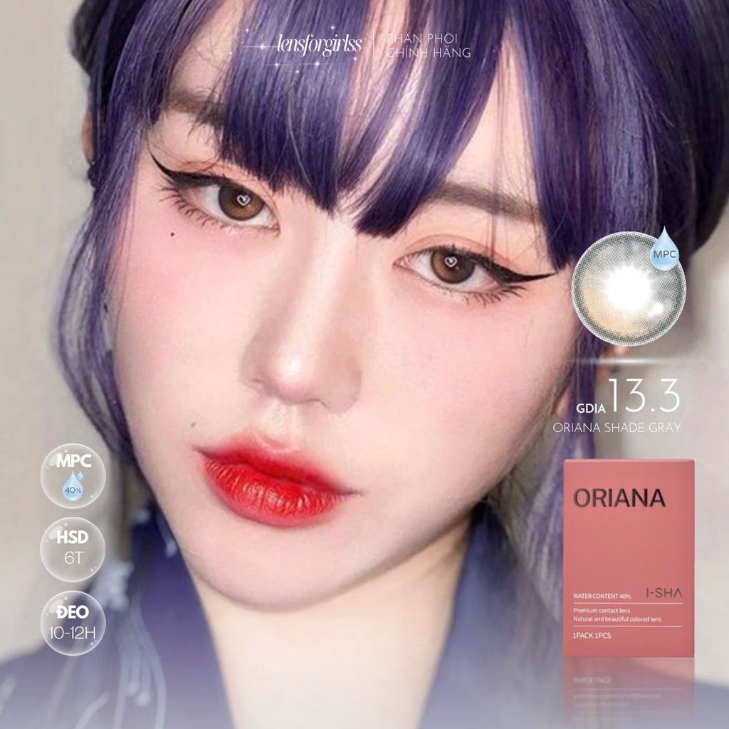 Kính áp tròng hiệu ứng phủ bóng hot trend ORIANA SHADE GRAY chính hãng Isha | Hsd 6 tháng  Lens cận