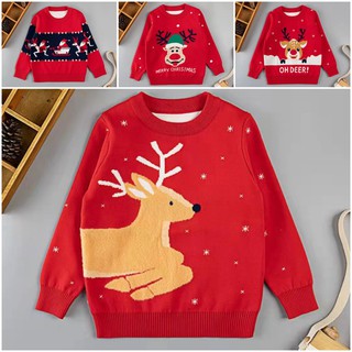 Áo Noel cho bé, Áo len bé trai và bé gái 2 lớp 3-8 tuổi hình nhân vật giáng sinh ngộ nghĩnh đanh sợi không bai xù