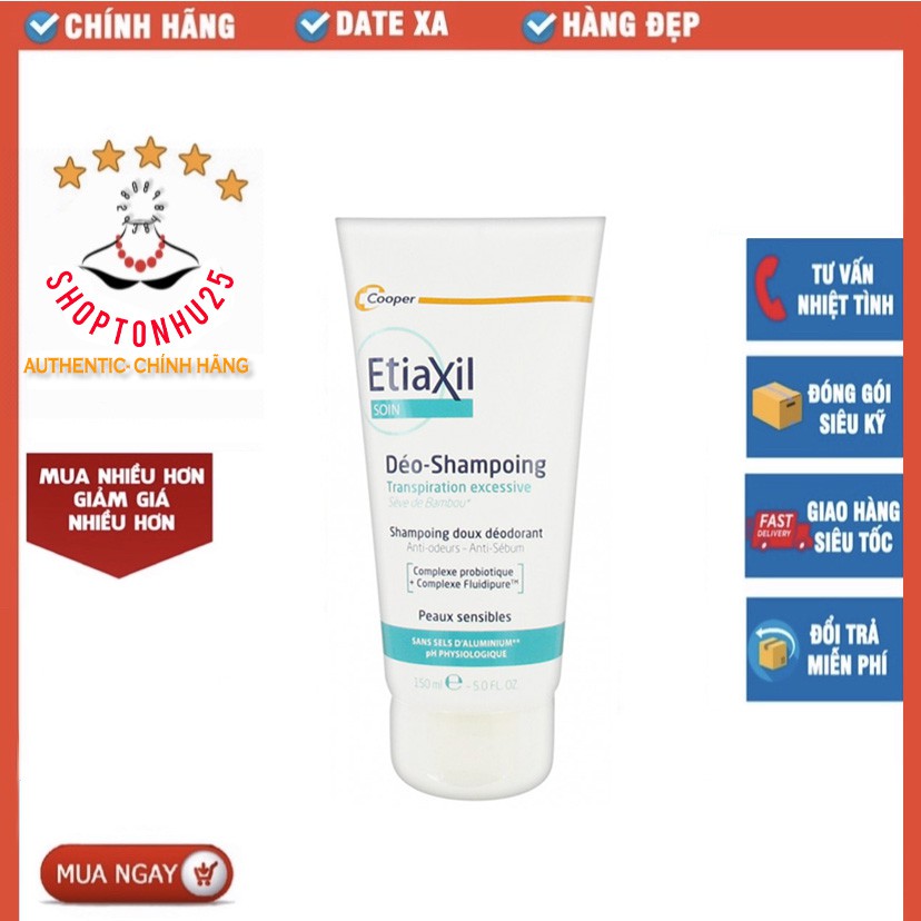 Dầu Gội Etiaxil Làm Sạch Và Điều Tiết Bã Nhờn - Khử mùi Etiaxil Deo-Douche 24H 150ML