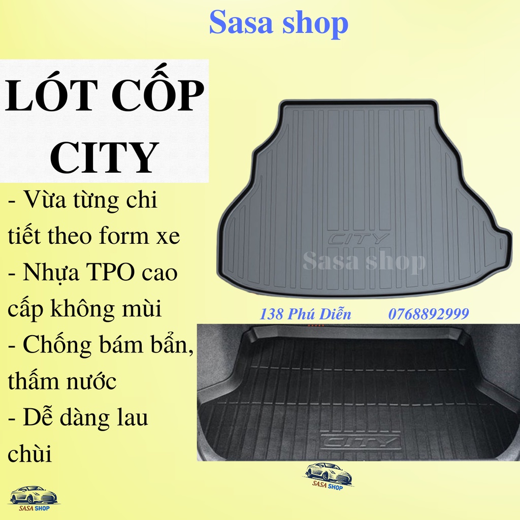 Lót cốp Honda City &lt;các đời&gt; nhựa TPO chính hãng cao cấp