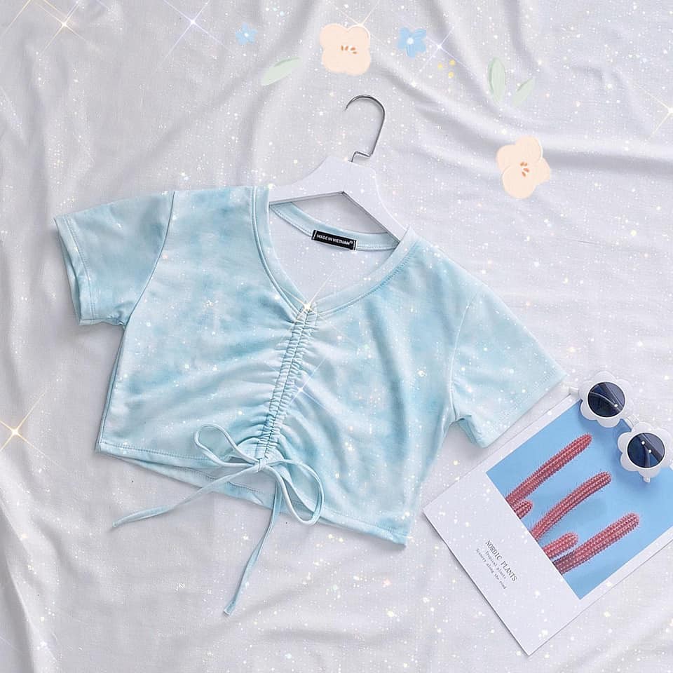 Áo croptop dây rút loang màu Tie Dye hot hit