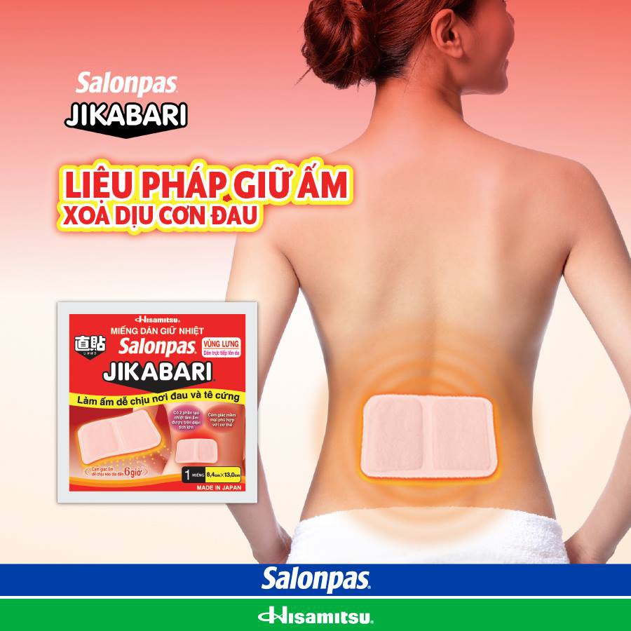 Miếng Dán Giữ Nhiệt Salonpas JiKABARI  : Giảm Đau Bụng Kinh. Giữ Âm Cơ Thể Khi Lạnh.