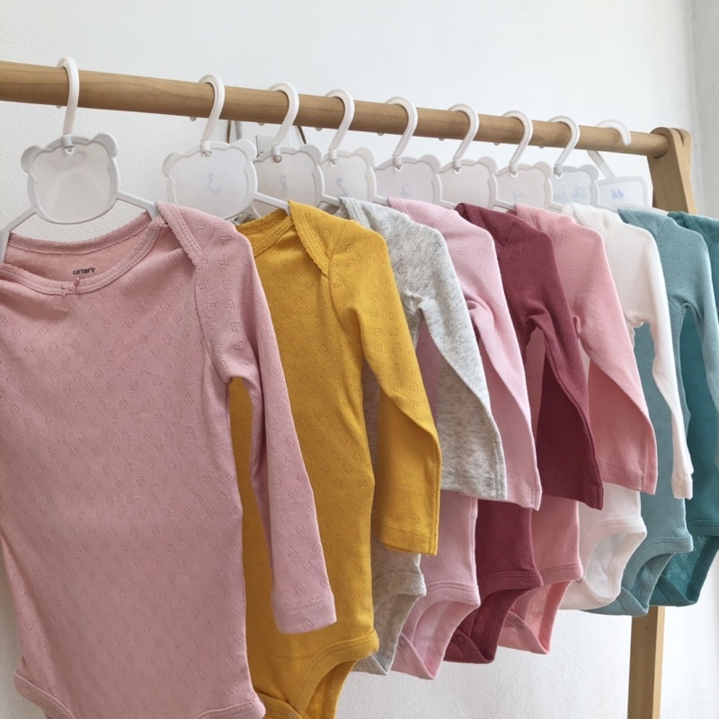 Body chip, bodysuit dài tay bé gái size 0-3m (3-5kg) chất cotton thông hơi màu trơn-Amystores