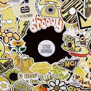 [Vàng] Set hình dán stickers theme màu vàng yellow ko thấm nước, dán điện thoại, nón bảo hiểm, laptop, guitar..