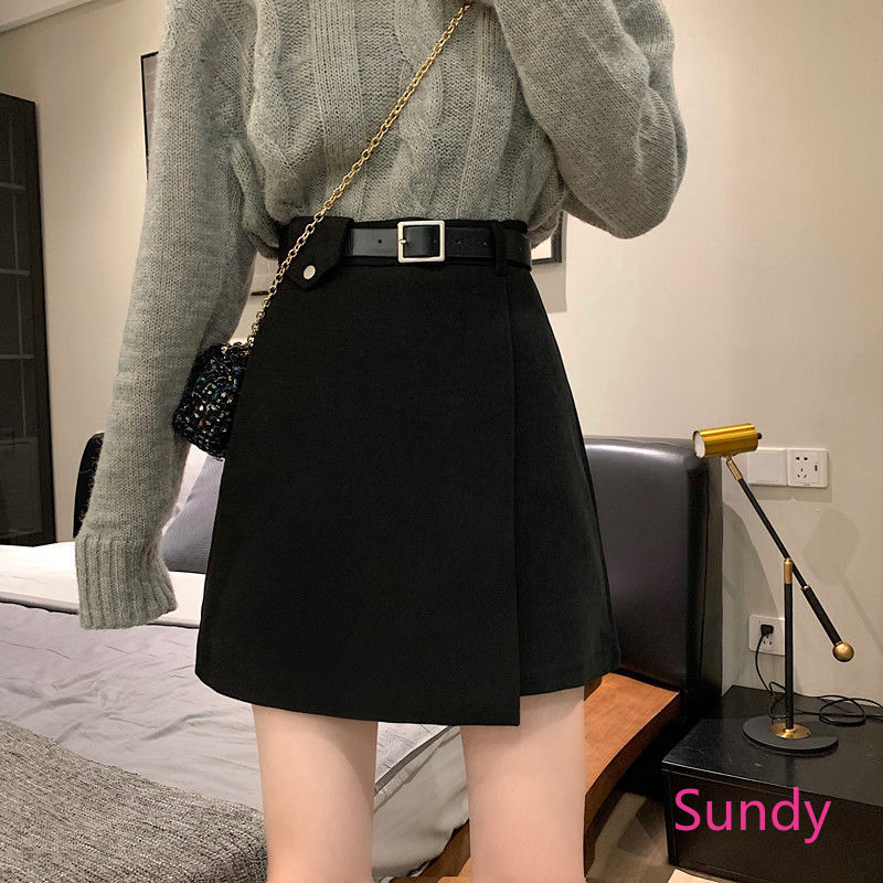 Chân váy vải len dáng chữ A lưng cao phong cách thời trang thu đông cho phái nữ