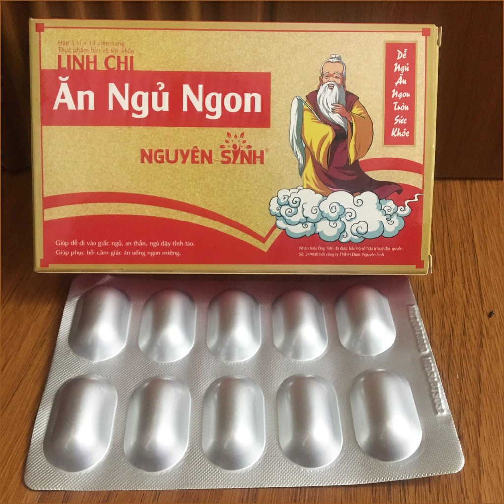 Combo 3 hộp Linh chi ăn ngủ ngon nguyên sinh -  giúp ăn ngon, ngủ ngon, ngủ sâu giấc