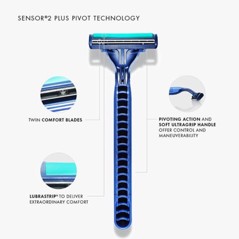 (Hàng Mỹ) Dao/Lưỡi cạo râu 2/5 lưỡi - Gillette Sensor Plus 2 - Gillette Proglide