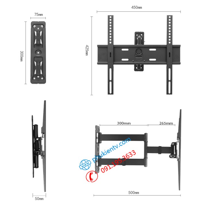 Giá Treo Tivi Xoay Đa Năng L450 32 - 58 Inch - Xoay Vuông Góc 90 Độ Với Tivi 32 - 43 Inch - [ Ưu Việt Hơn NB P4 P5 ]