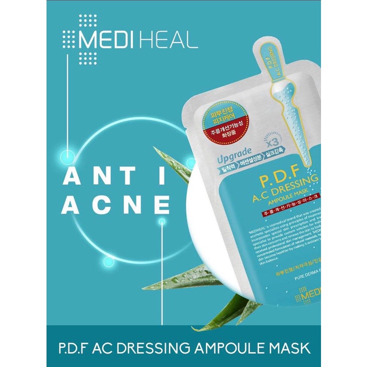 Mặt Nạ Mediheal PDF [HỘP 10 MIẾNG] Làm Dịu Da Giảm Kích Ứng Cho Da Mụn Mediheal P.D.F AC Dressing Ampoule Mask EX 25ml