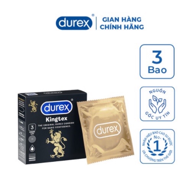 [Chính Hãng] Bao Cao Su Durex Kingtex (hộp 3 cái) Thái Lan