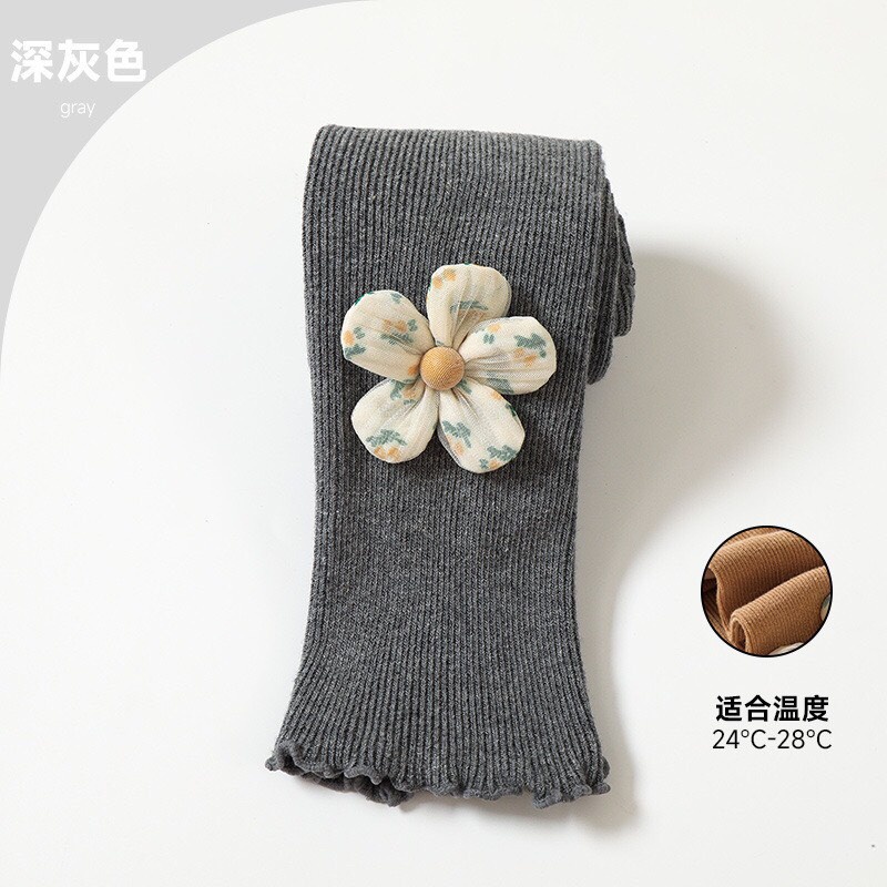 Quần tất len đính hoa cho bé gái, quần legging mặc cùng váy cho bé gái hàng quảng châu
