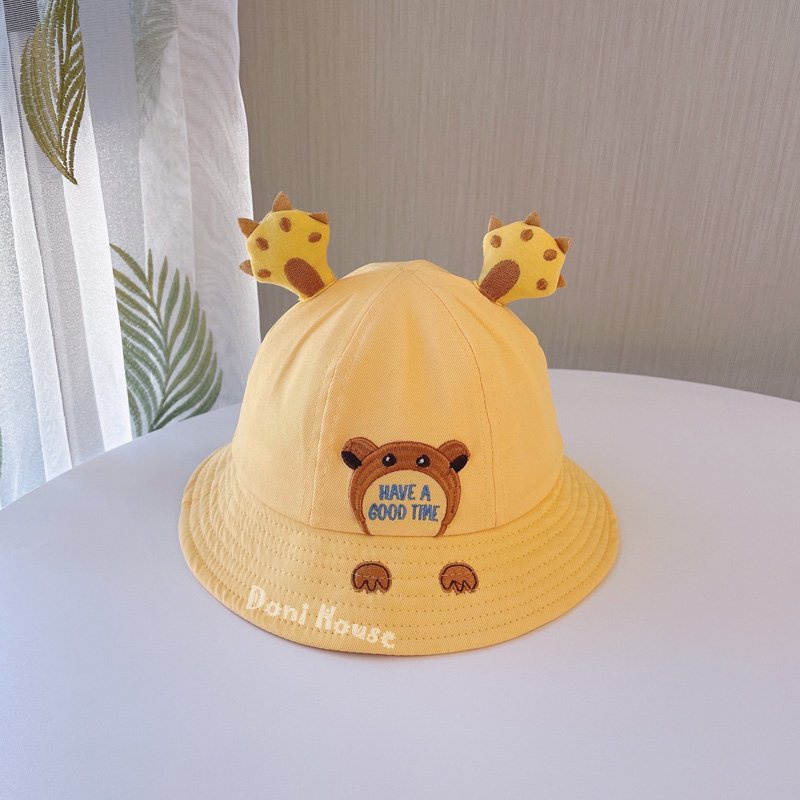 [Bé 1-3 tuổi] Nón Bo Vành Tròn Mũ Tai Bèo Có Quai Cho Bé Gái Từ 1 2 3 Tuổi Vòng Đầu 50cm Hình Gấu Dễ Thương NVT11 - Doni