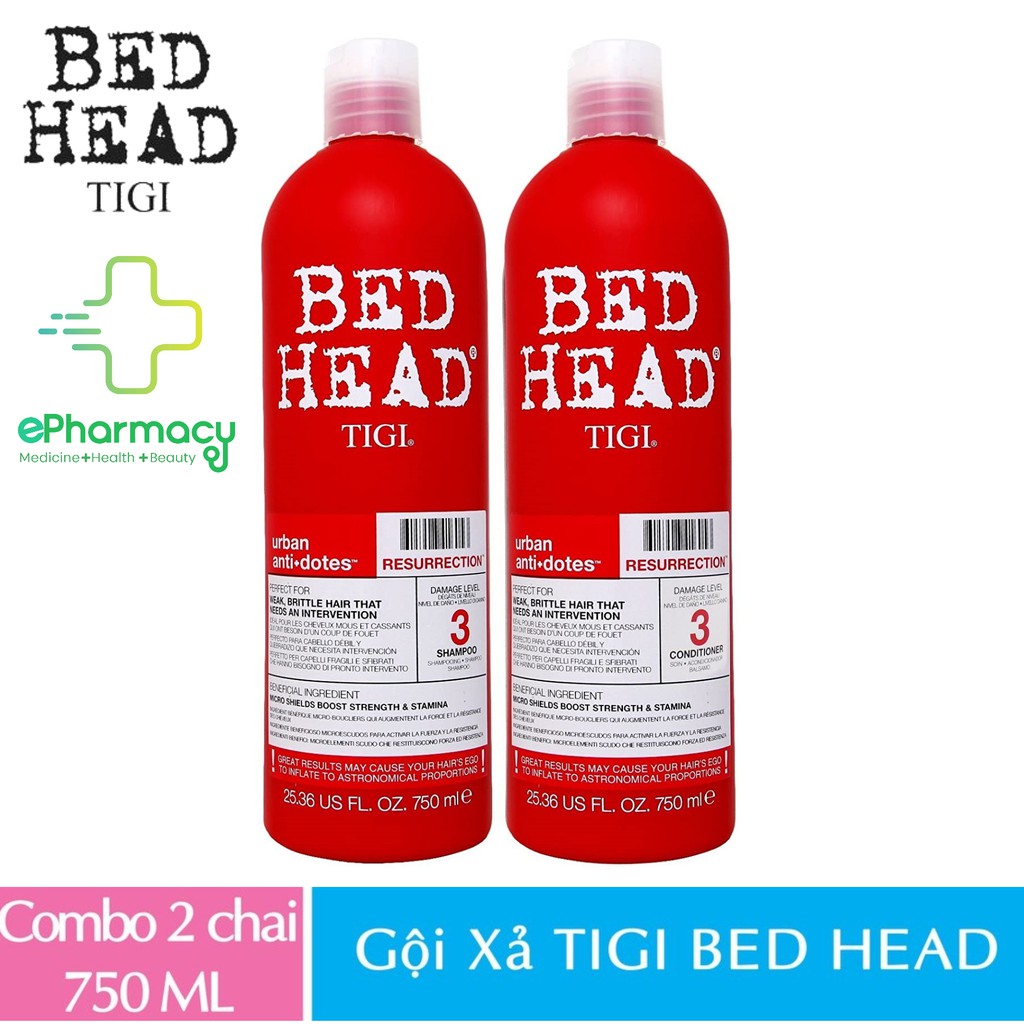 [Mã COS2405 giảm 8% đơn 300K] Dầu gội TIGI BED HEAD – Bộ dầu gội xả Tigi Bed Head phục hồi cấp độ 3 Chính Hãng