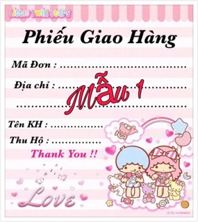 Decal phiếu giao in hình dễ thương