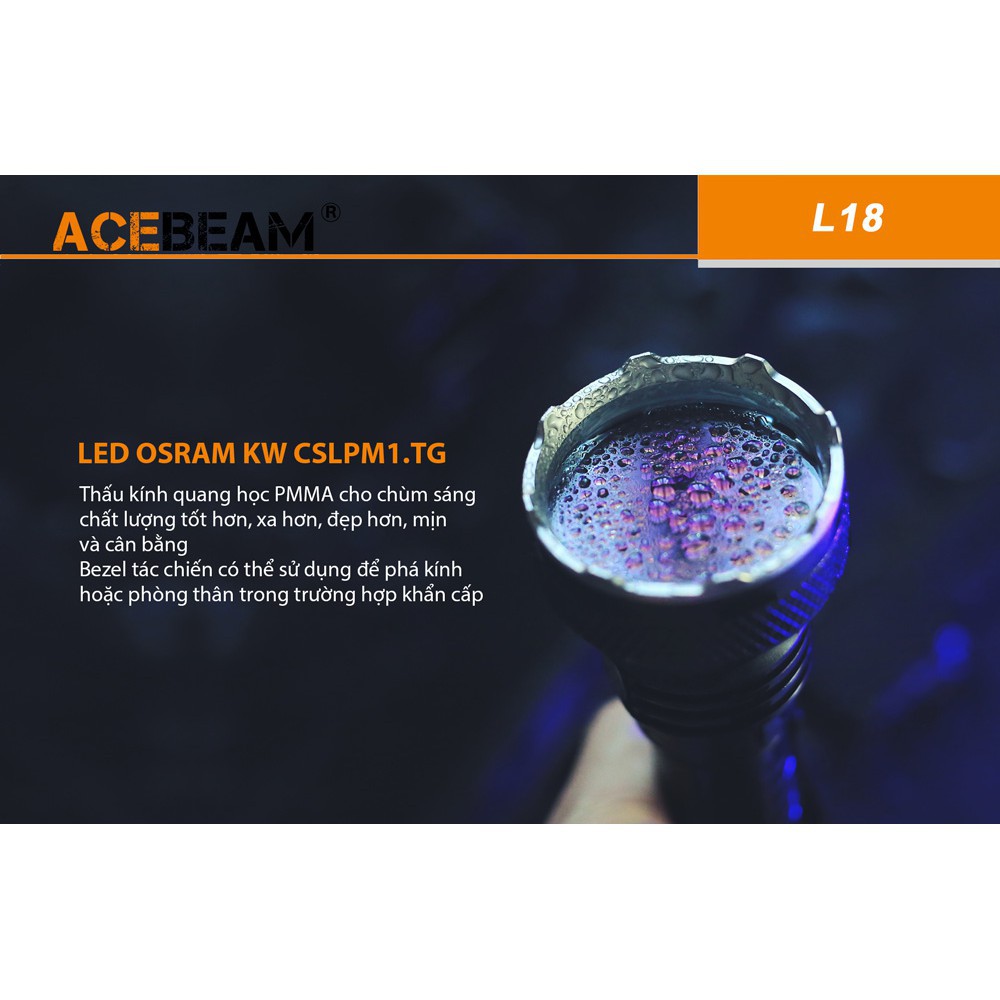 [BẢN MỚI NHẤT] [SIÊU NHỎ GỌN] ACEBEAM L18 Đèn pin và đèn sạc nhỏ gọn sáng 1500 lumen chiếu xa 1000m LED Osram(kèm pin)