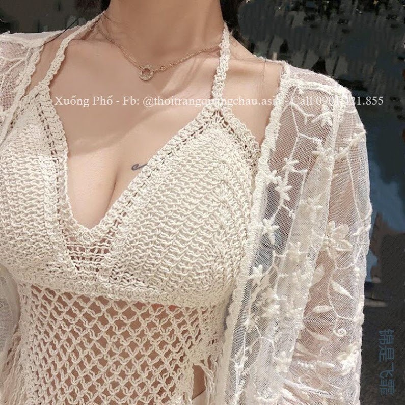 (Hàng Nhập) 3 MÓN SET Bikini len móc đi biển #HH1375 Quảng Châu