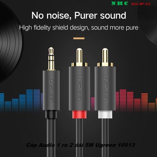 Dây loa 1 ra 2 RCA dài 5m (hoa sen) chính hãng Ugreen 10513 UGREEN AV102 10513 - Hàng Chính Hãng