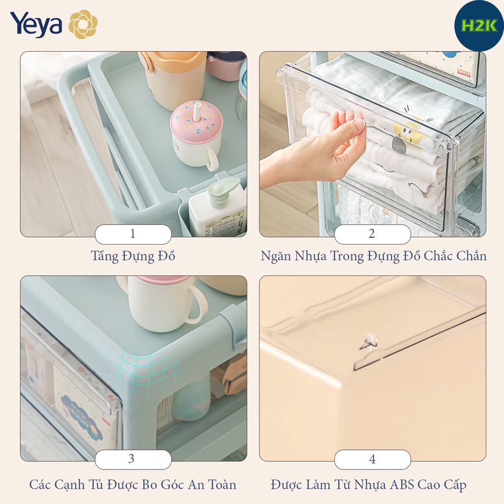 Kệ Đựng Đồ Sơ Sinh Đa Năng Yeya Dành Cho Bé Kết Hợp Hộp Đựng Bình Sữa Cỡ Lớn Có Bánh Xe Đẩy Tiện Lợi