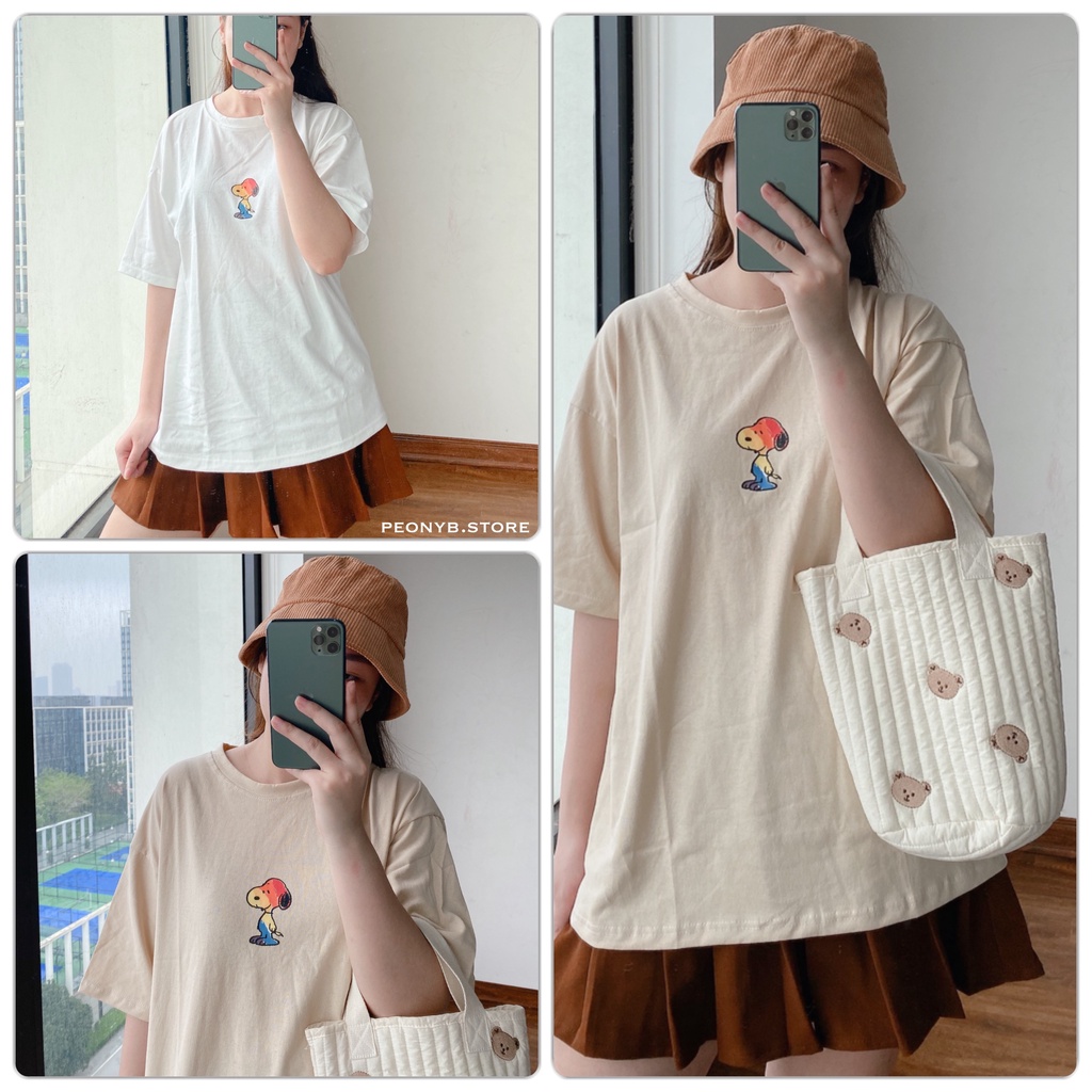 Áo Thun 3158 Cún Cầu Vồng PEONYB Nữ [FREESHIP]  Phông form rộng tay lỡ oversize in hình vintage hàn quốc Ulzzang