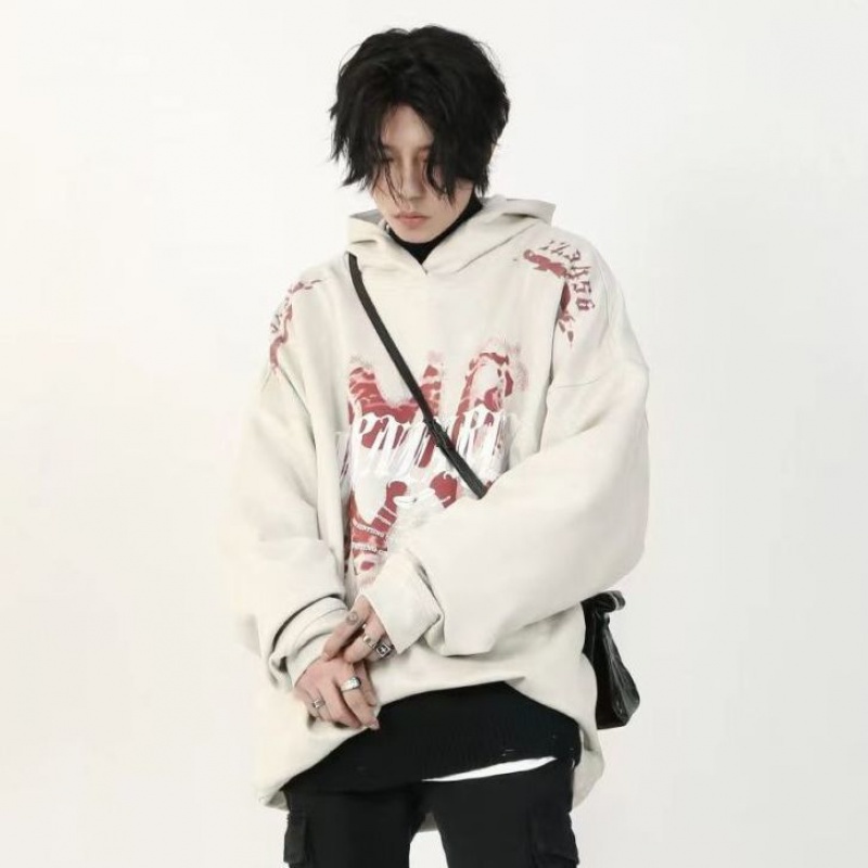 Plus Áo Hoodie Da Lộn Lót Nhung Dày Dặn In Họa Tiết Graffiti Phong Cách Đường Phố Mỹ Thời Trang Thu Đông Cho Nam Và Nữ