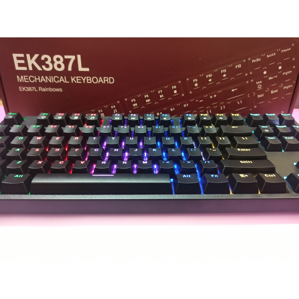 Bàn phím cơ gaming E-DRA EK387L led Rainbow, cáp type C, - Bản mới 2022  HÀNG CHÍNH HÃNG