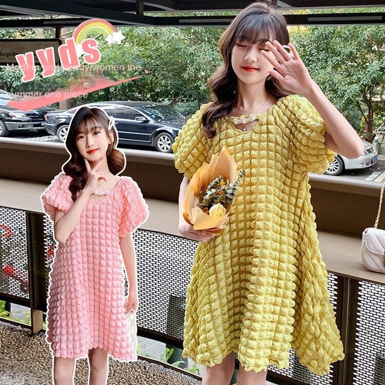 Đầm Công Chúa Màu Vàng/ Hồng Thiết Kế Không Đồng Đều Mẫu Mới Thời Trang Mùa Hè Dành Cho Bé Gái