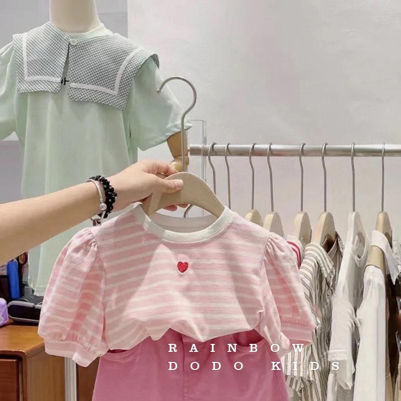 Set Đồ Mùa Hè 5 Món Gồm Áo Tay Cộc Kẻ Sọc + Quần Dài Phong Cách Phương Tây Cho Bé Gái