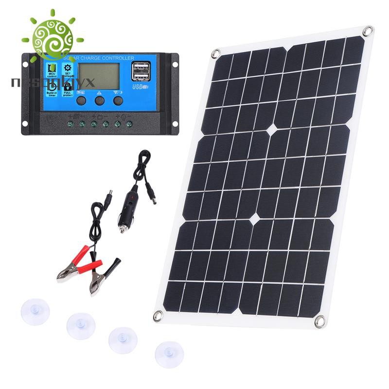 15W Solar Panel 12V Battery Charger Kit 50A Controller for Caravan Van Boat Dual USB