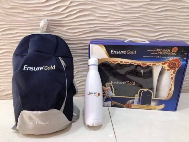 Combo balo+bình giữ nhiệt 600ml Ensure gold