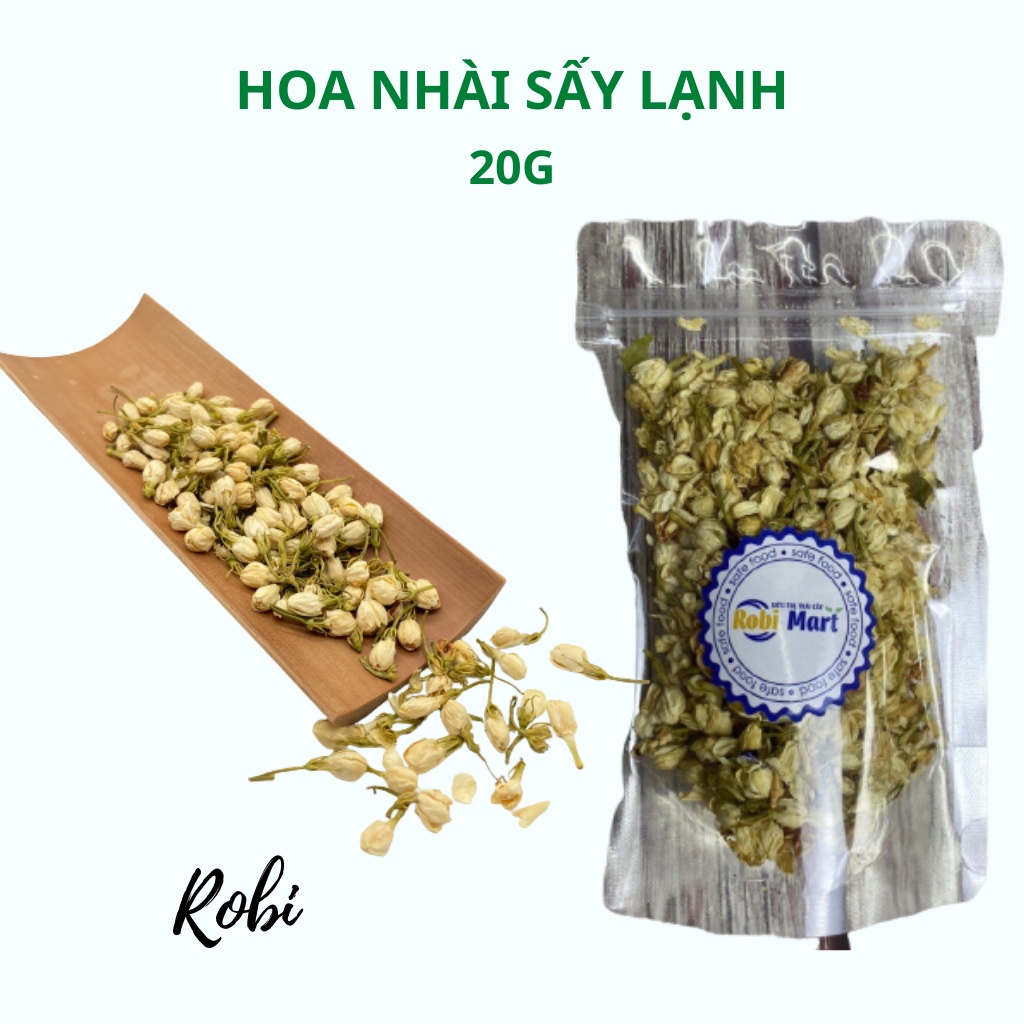 Hoa nhài trắng sấy lạnh Robi Mart gói 20g