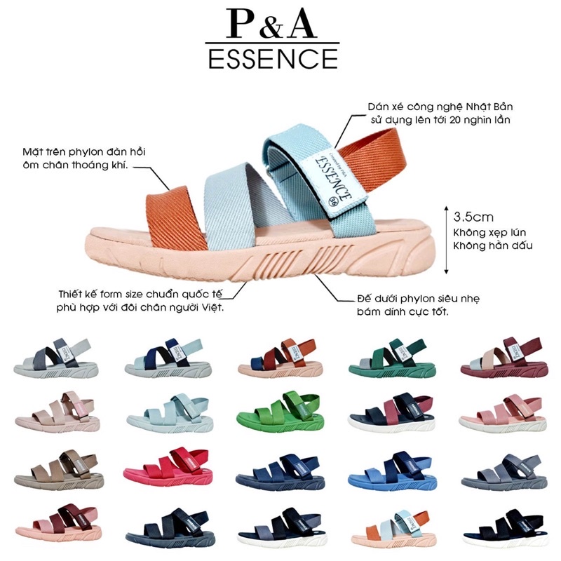 GIÀY SANDALS P&amp;A E22 NỮ SIÊU NHẸ SIÊU ÊM ĐẾ PHYLON MAU KHÔ