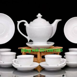 Bộ ấm chén trắng MINH LONG Bát Tràng