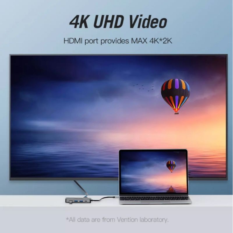 Bộ cáp chuyển đổi Hub 8 in 1 USB Type C to sang HDMI 4K USB3.0 PD SD RJ45 Vention Ravpower Aukey cho Samsung dex Macbook