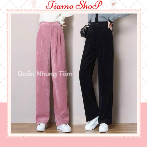 Quần Ống Rộng Nữ Ulzzang Chất Vải Nhung Tăm Xuất Hàn, Cạp Cao Khóa Trước,Quần  Nhung Xuông